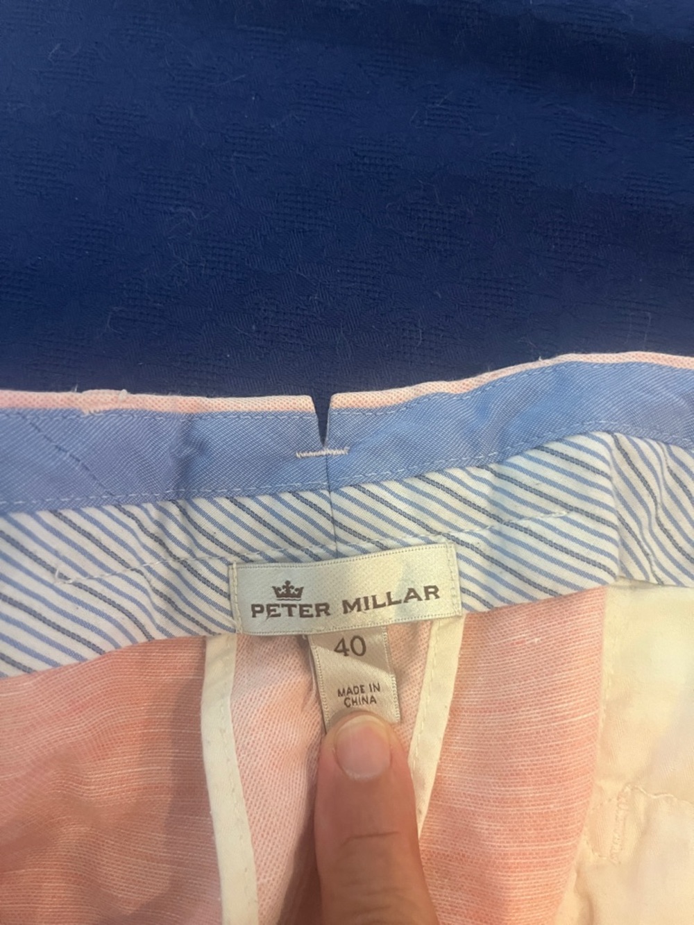 Peter Millar Pink and Blue Linen-Blend Shorts - Picture 2 of 3